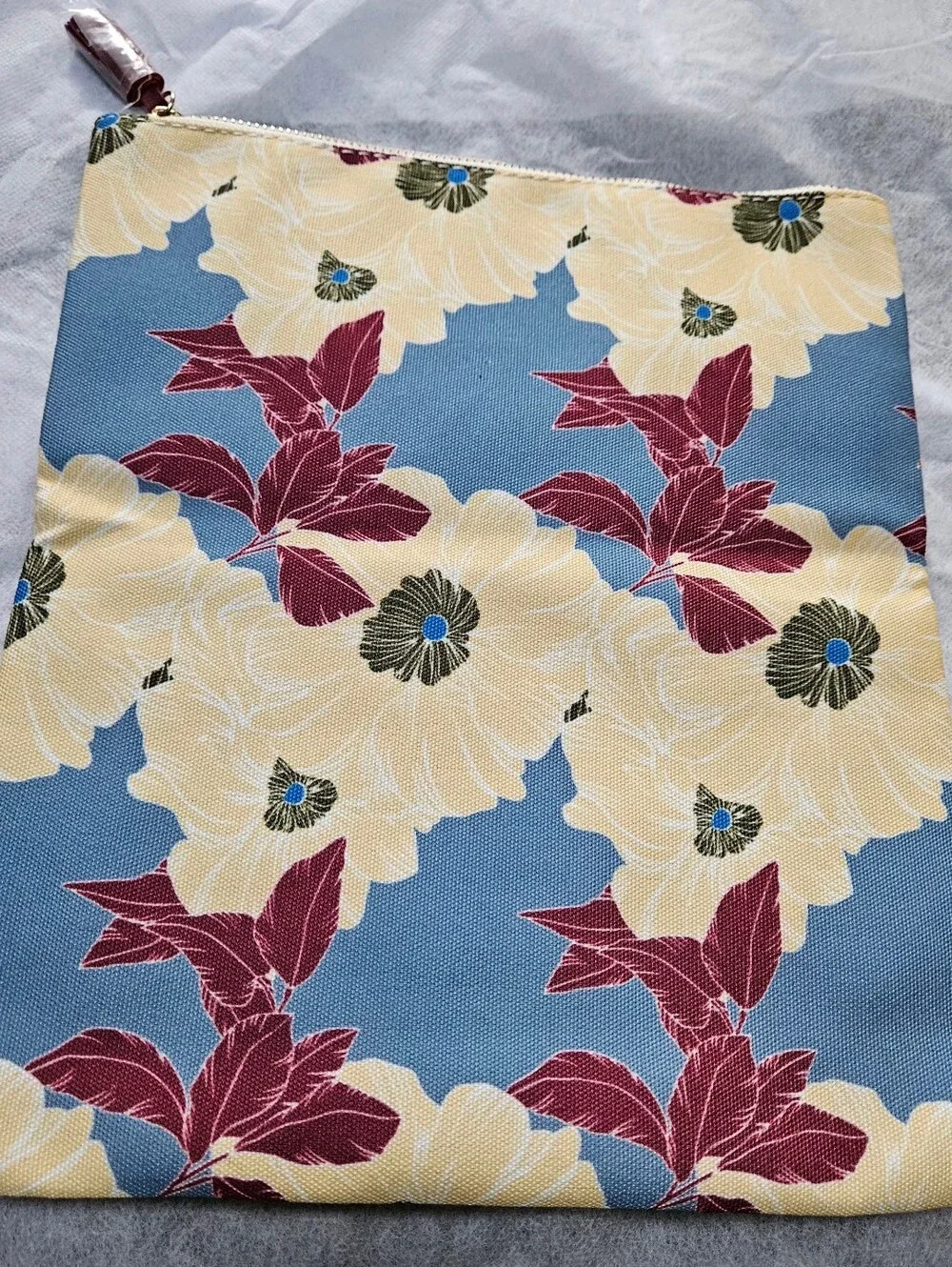 Rachel Pally Cream Fold-Over Clutch with Floral Accent